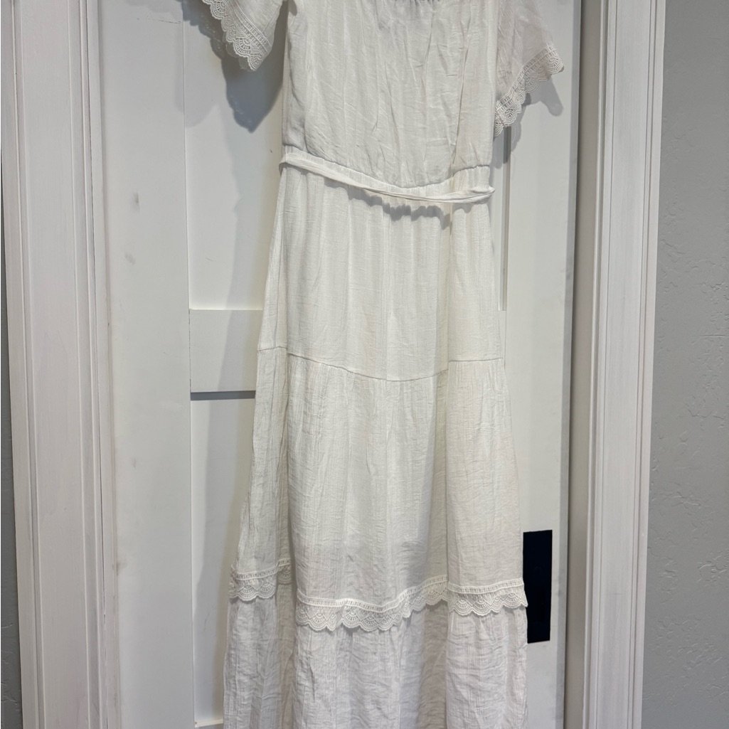 White Maxi Dress With Lace Trim